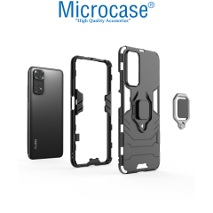 Microcase Xiaomi Redmi Note 11S Batman Yüzüklü Armor Kılıf - Siyah