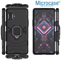 Microcase Xiaomi Redmi K40 Gaming Batman Serisi Yüzük Standlı Armor Kılıf - Siyah