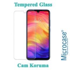 Microcase Xiaomi Redmi Note 7 - Redmi Note 7 Pro Fabrik Serisi Kumaş ve Deri Desen Kılıf - Siyah + Tempered Glass Cam Koruma