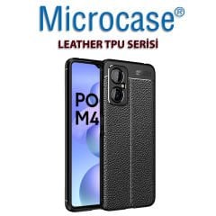 Microcase Xiaomi Poco M4 5G Leather Tpu Silikon Kılıf - Siyah