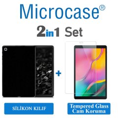 Samsung Tab A 10 2019 T510 T515 Silikon Kılıf Siyah + EKRAN KORUMA