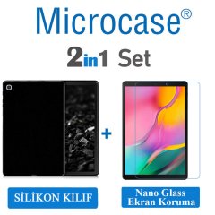 Samsung Tab A 10 2019 T510 T515 Silikon Kılıf Siyah + EKRAN KORUMA