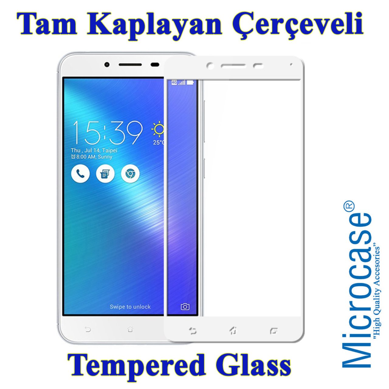 Zenfone 3 Max ZC553KL Tam Kaplayan Çerçeveli Tempered Koruma-BEYA