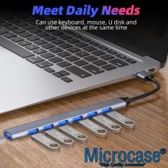 Microcase Type-C to 6xUSB 2.0 1xUSB 3.0 Port Çoğaltıcı Hub 7in1 OTG Adaptör - AL3576