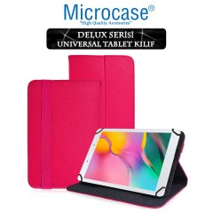 Microcase Samsung Galaxy Tab A 8.0 2019 T290 Delüx Serisi Universal Standlı Deri Kılıf - Pembe + Ekran Koruma Filmi