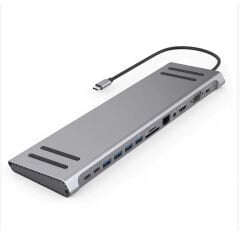 Microcase 14in1 Stand Özellikli Type-C Hub USB 3.0-SD/TF-RJ45-HDMI-VGA-USB-C 60W Dönüştürücü - AL3578