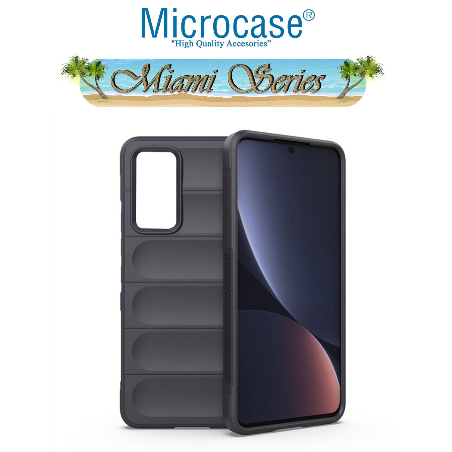 Microcase Xiaomi Mi 12 Lite Miami Serisi Darbeye Dayanıklı Silikon Kılıf - Koyu Gri