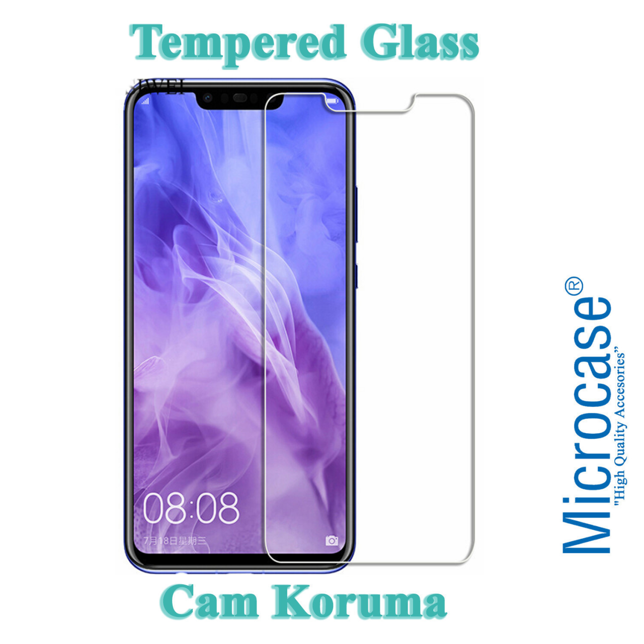Microcase Huawei Nova 3 Tempered Glass Cam Ekran Koruma