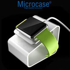Microcase Apple Watch 1-6 Serileri için 2in1 SET Manyetik Şarj Aygıtlı Alüminyum Şarj Standı - Gümüş AL3559