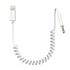 Microcase iPhone Lightning to Aux Çevirici 3.5 mm Spiral Ses Kablosu Beyaz - AL4000