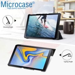 Microcase Samsung Galaxy Tab A 10.5 T590 T595 Delüx Leather Serisi Standlı Kılıf - Siyah