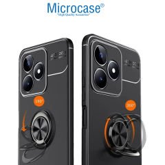 Microcase Realme Note 50 / Realme C53 4G   Focus Serisi Yüzük Standlı Silikon Kılıf - Siyah AL3363