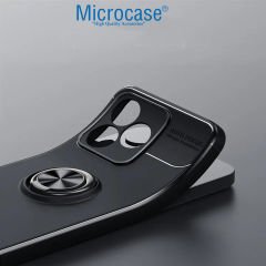 Microcase Realme Note 50 / Realme C53 4G   Focus Serisi Yüzük Standlı Silikon Kılıf - Siyah AL3363