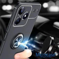 Microcase Realme Note 50 / Realme C53 4G   Focus Serisi Yüzük Standlı Silikon Kılıf - Siyah AL3363