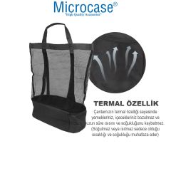 Microcase 2 Katlı Soğutucu Termal Buzluk Bölmeli Plaj Kamp Seyehat Çantası 50 lt Siyah AL4519