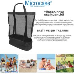 Microcase 2 Katlı Soğutucu Termal Buzluk Bölmeli Plaj Kamp Seyehat Çantası 50 lt Siyah AL4519