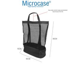 Microcase 2 Katlı Soğutucu Termal Buzluk Bölmeli Plaj Kamp Seyehat Çantası 50 lt Siyah AL4519