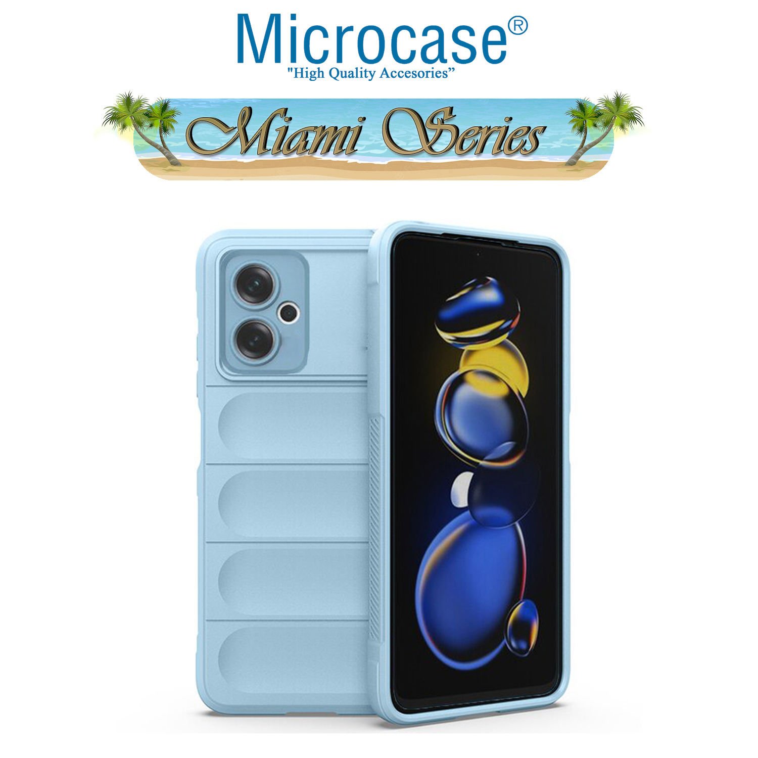 Microcase Xiaomi Poco M4 5G Miami Serisi Darbeye Dayanıklı Silikon Kılıf - Açık Mavi