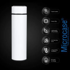 Microcase Paslanmaz Çelik Dijital Termometreli 500 ml Sıcak Soğuk Tutan Çay Kahve Su Termosu - AL3672 beyaz