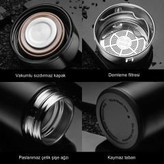 Microcase Paslanmaz Çelik Dijital Termometreli 500 ml Sıcak Soğuk Tutan Çay Kahve Su Termosu - AL3672 beyaz