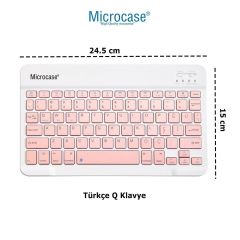 Microcase Apple iPad 8. Nesil 10.2 Tablet için Tablet Çanta + Bluetooth Klavye + Mouse + Tablet Standı Pembe- AL4233