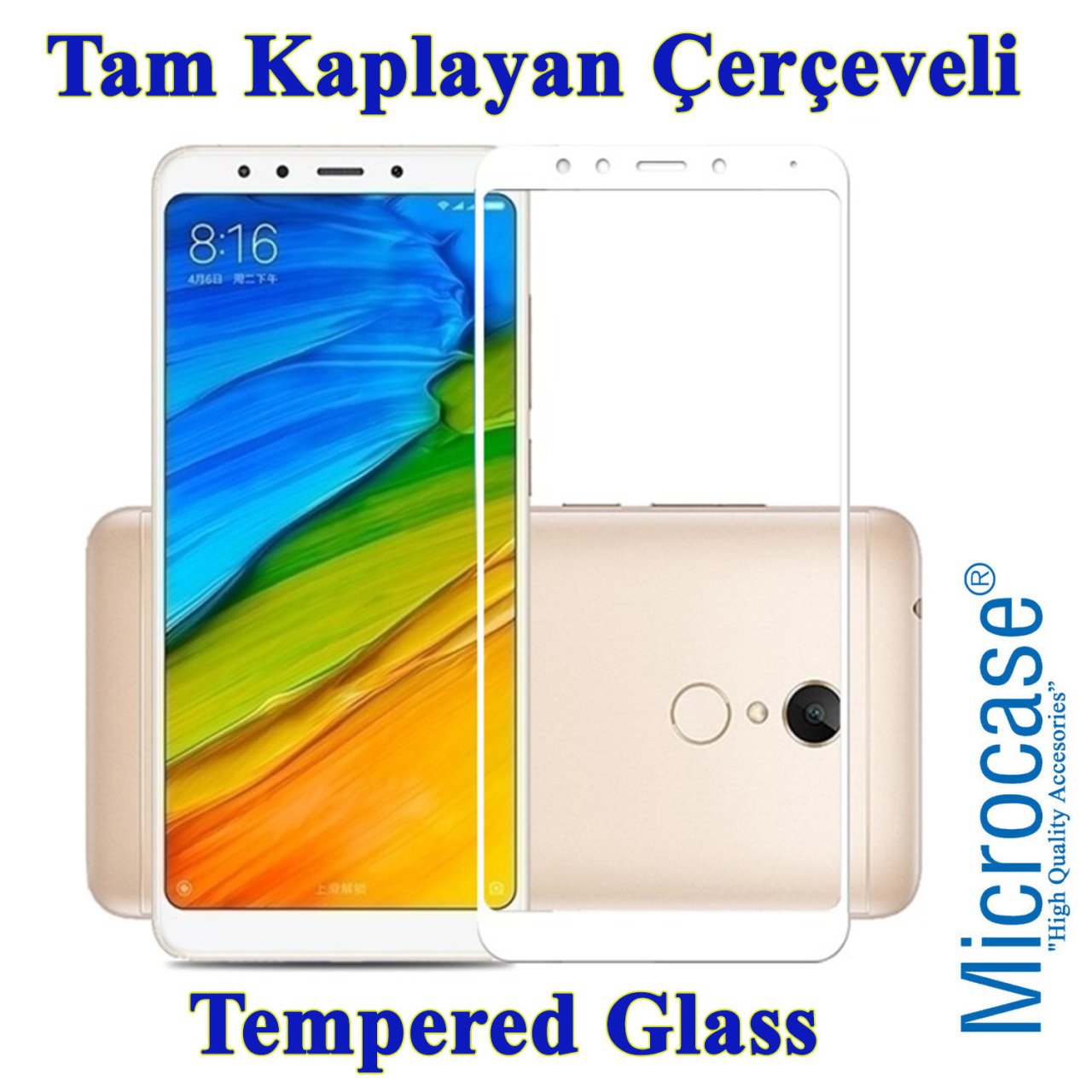 Redmi 5 5.7 inch Tam Kaplayan Çerçeveli Tempered Ekran Koruma-BEY