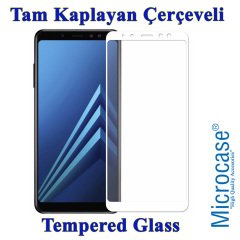 Galaxy A8 2018 Tam Kaplayan Çerçeveli Tempered Ekran Koruma-BEYAZ