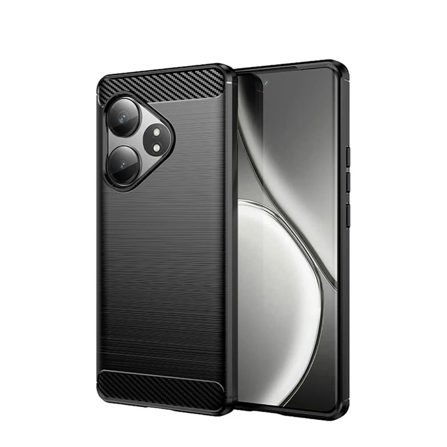 Microcase  Realme GT 6T/GT6/GT NEO 6/GT NEO 6 SE  ile Uyumlu   Brushed Carbon Fiber Silikon Kılıf - Siyah AL3332