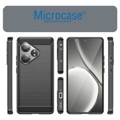 Microcase  Realme GT 6T/GT6/GT NEO 6/GT NEO 6 SE  ile Uyumlu   Brushed Carbon Fiber Silikon Kılıf - Siyah AL3332