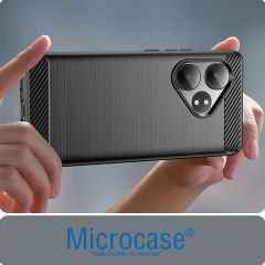 Microcase  Realme GT 6T/GT6/GT NEO 6/GT NEO 6 SE  ile Uyumlu   Brushed Carbon Fiber Silikon Kılıf - Siyah AL3332