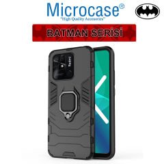 Microcase Xiaomi Redmi 10C Batman Serisi Yüzük Standlı Armor Kılıf - Siyah