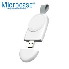 Microcase Apple Watch Seri 6 44 mm Manyetik Şarj Aygıtlı Anahtarlık Tipi USB Adaptör - Beyaz