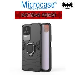 Microcase Xiaomi Poco F4 Batman Serisi Yüzük Standlı Armor Kılıf - Siyah