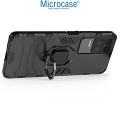 Microcase Xiaomi Poco F4 Batman Serisi Yüzük Standlı Armor Kılıf - Siyah