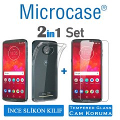 Microcase Motorola Moto Z3 Play İnce 0.2 mm Soft Silikon Kılıf+CA