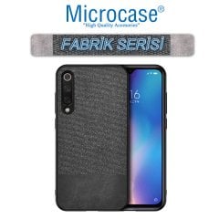 Microcase Xiaomi Mi 9 Lite Fabrik Serisi Kumaş ve Deri Desen Kılıf - Siyah