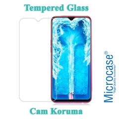 Microcase Oppo A5S Brushed Carbon Fiber Silikon Kılıf - Siyah + Tempered Glass Cam Koruma