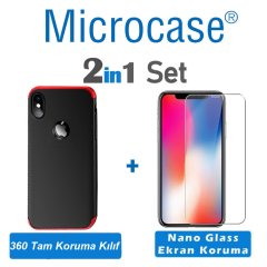 Microcase iPhone X - XS Tam Koruma 360 Derece Kılıf + NANO
