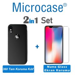 Microcase iPhone X - XS Tam Koruma 360 Derece Kılıf + NANO