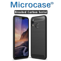 Microcase Xiaomi Mi Max 3 Brushed Carbon Fiber Silikon Kılıf+CAM