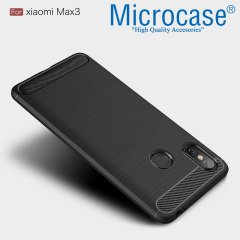 Microcase Xiaomi Mi Max 3 Brushed Carbon Fiber Silikon Kılıf+CAM