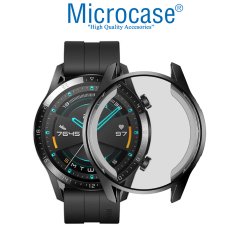 Microcase Huawei Watch GT2 46 mm Önü Kapalı Tasarım Silikon Kılıf - Siyah