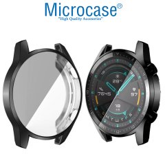 Microcase Huawei Watch GT2 46 mm Önü Kapalı Tasarım Silikon Kılıf - Siyah