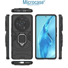 Microcase Xiaomi Mi 12S Ultra Batman Serisi Yüzük Standlı Armor Kılıf - Siyah