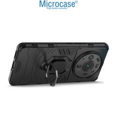 Microcase Xiaomi Mi 12S Ultra Batman Serisi Yüzük Standlı Armor Kılıf - Siyah