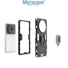 Microcase Xiaomi Mi 12S Ultra Batman Serisi Yüzük Standlı Armor Kılıf - Siyah
