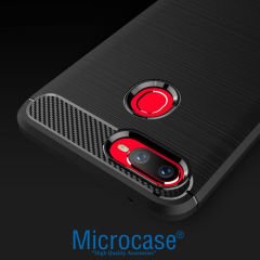 Microcase Oppo A5S Brushed Carbon Fiber Silikon Kılıf - Siyah