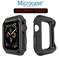 Microcase Apple Watch Seri 6 44 mm Defender Seri Silikon Kılıf - Siyah