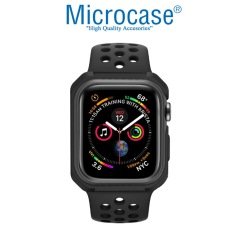 Microcase Apple Watch Seri 6 44 mm Defender Seri Silikon Kılıf - Siyah