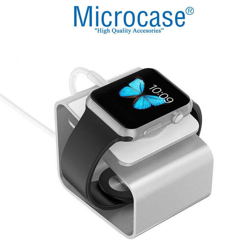 Microcase Apple Watch Seri 6 44 mm için Alüminyum Şarj Standı - Gümüş